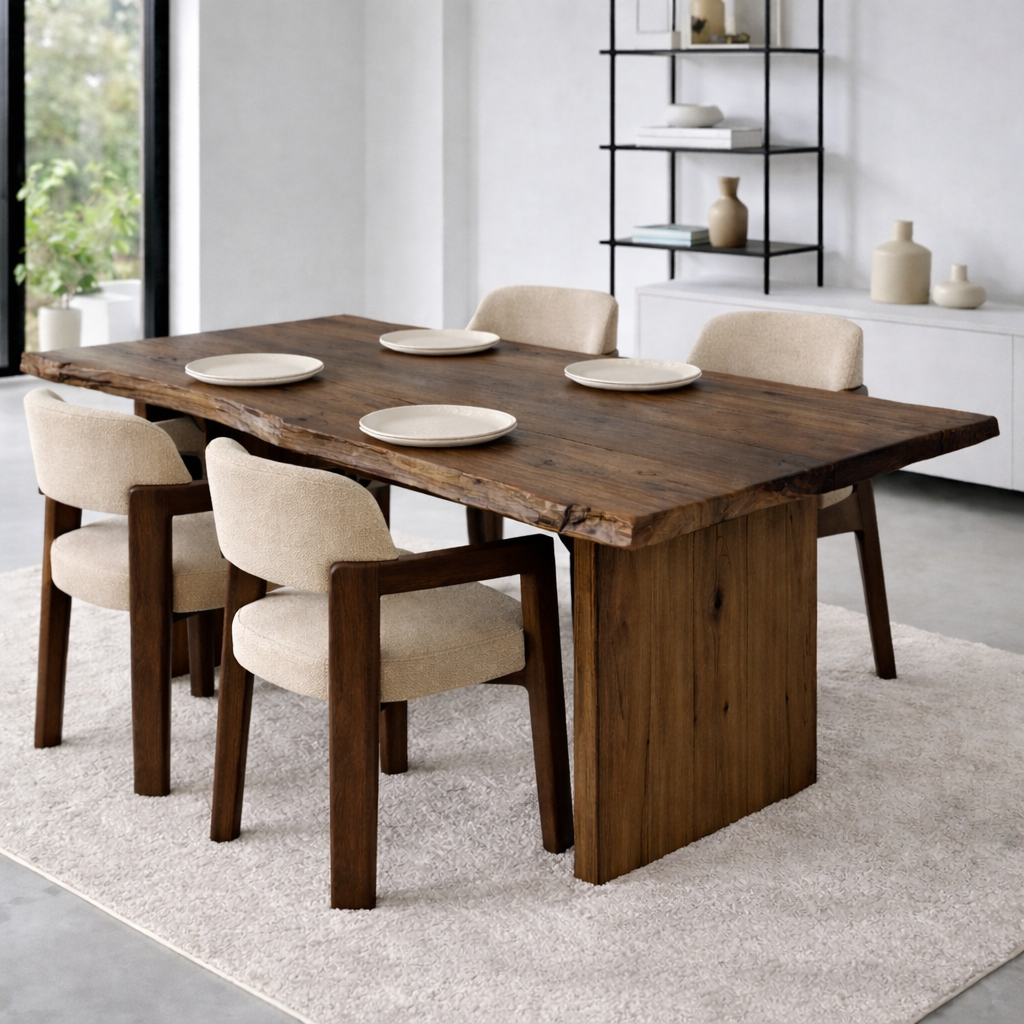 Τραπέζι τραπεζαρίας HEIMDALL από μασίφ ξύλο δρυς rustic