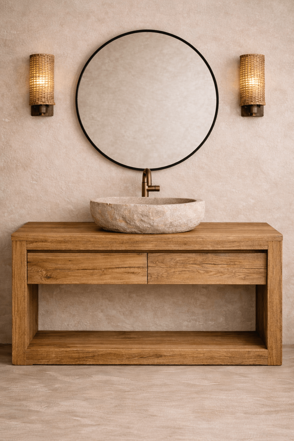 FRIGG Έπιπλο Μπάνιου από Παλαιωμένο Μασίφ Ξύλο Δρυς | Minimal Rustic Design